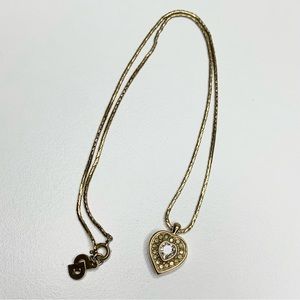 Sold//Vintage Christian Dior Gold Tone Heart Necklace//Flawed